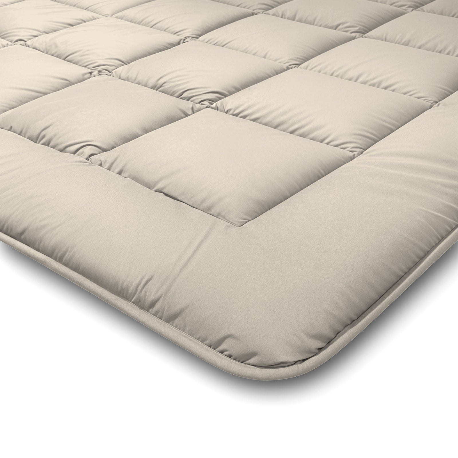Close-up corner detail of the Zelesta Comfort Duo Duvet - Taupe & Champagne, showing the soft quilted microfiber texture