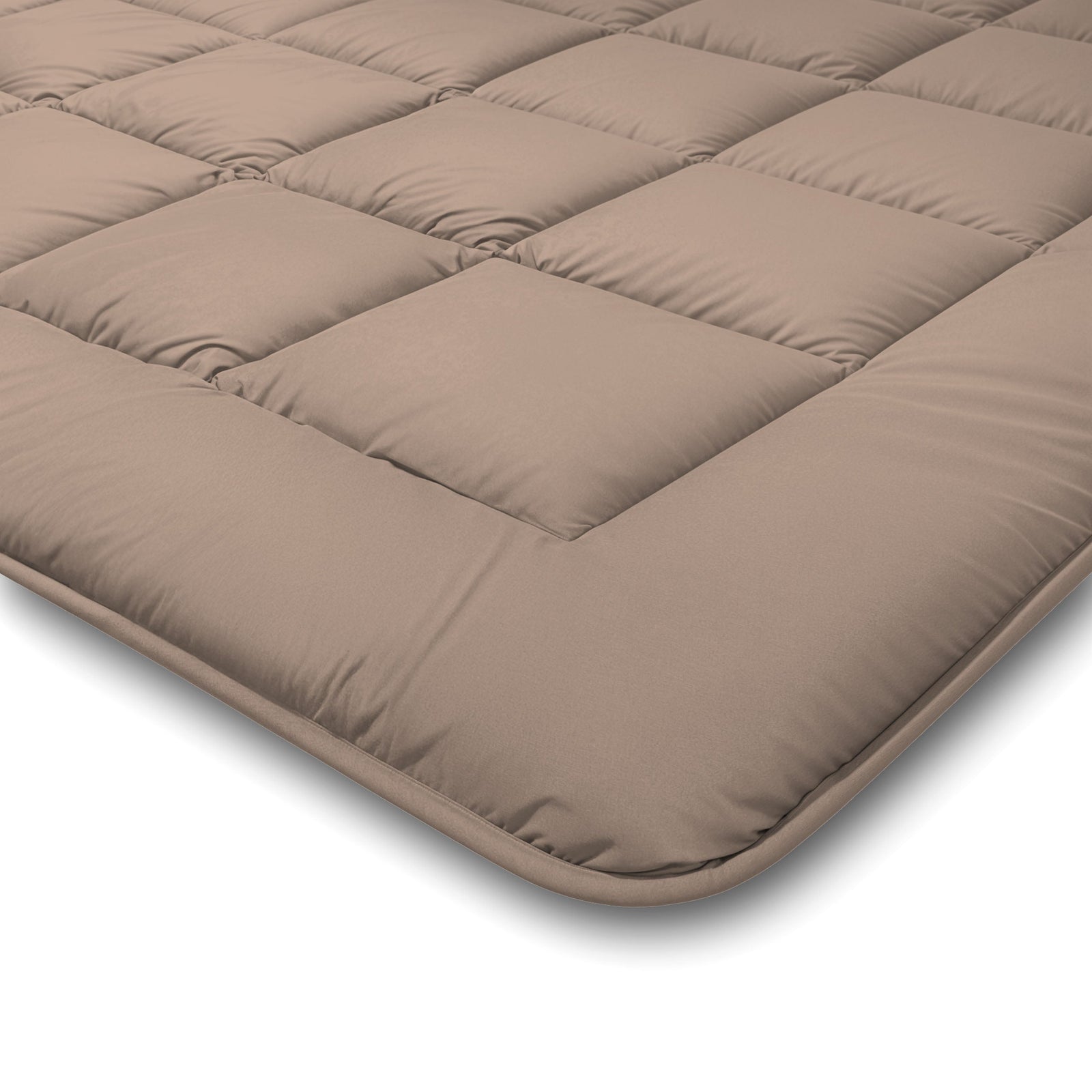 Close-up corner detail of the Zelesta Comfort Duo Duvet - Terra & Sand, showing the soft quilted microfiber texture