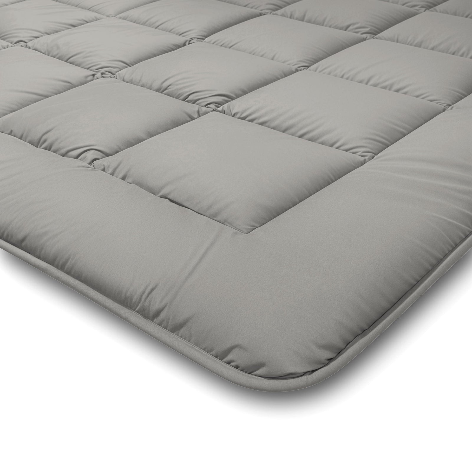 Close-up corner detail of the Zelesta Comfort Duo Duvet - Grey & Soft Grey, showing the soft quilted microfiber texture