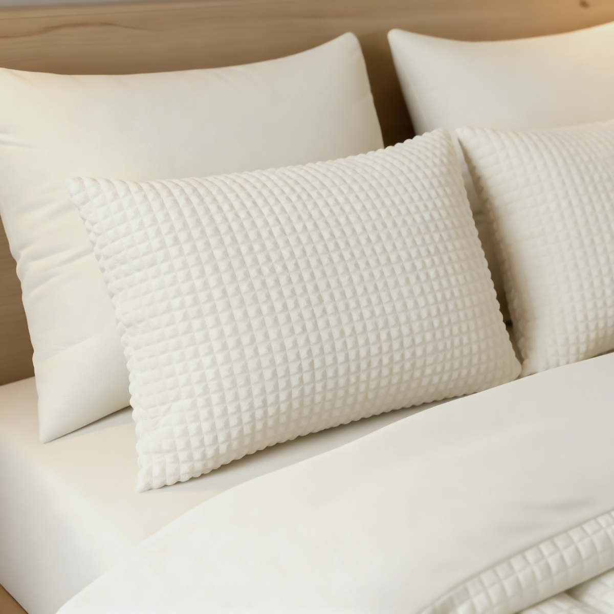Zelesta Special Teddy Check Kussensloop Set van 2 - Crème