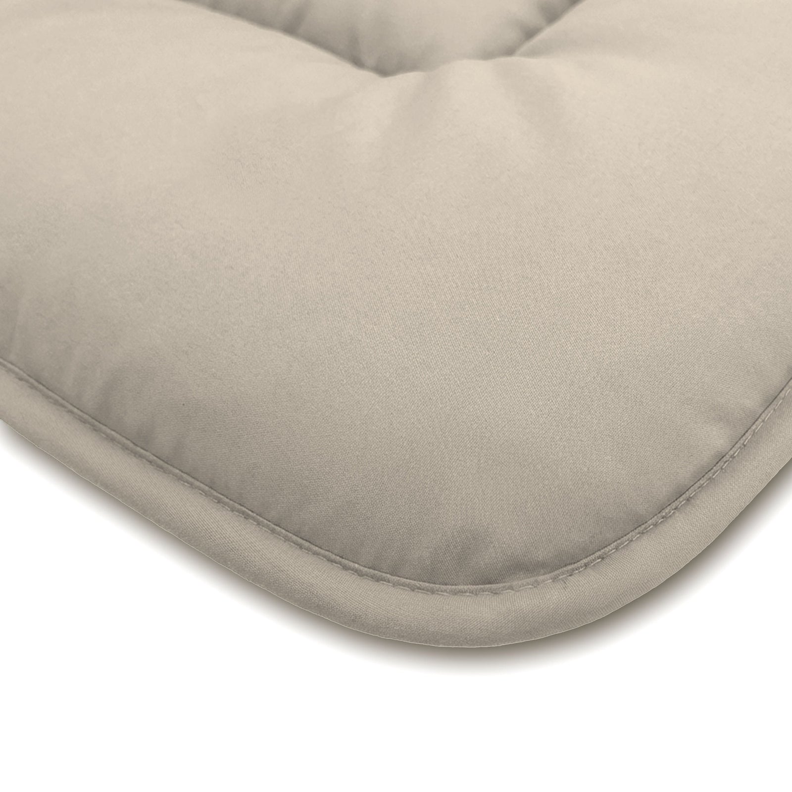 Detail shot of the Zelesta Comfort Duo Duvet - Taupe & Champagne, highlighting the quilted microfiber fabric