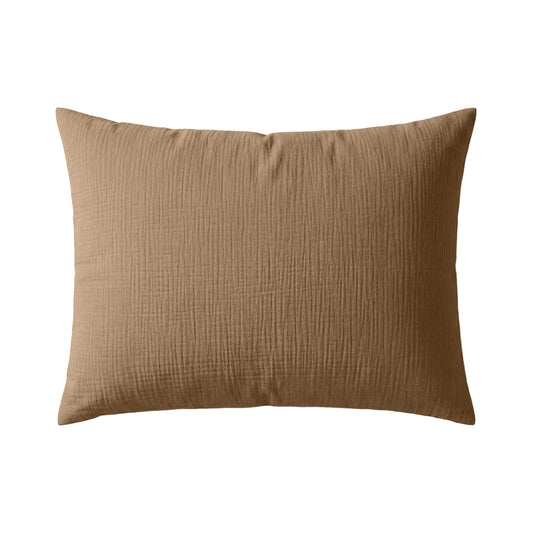 Zelesta Deluxe Cotton Muslin Pillowcase Set Of 2 - Brown, folded on a white background