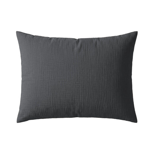 Zelesta Deluxe Cotton Muslin Pillowcase Set Of 2 - Anthracite, folded on a white background