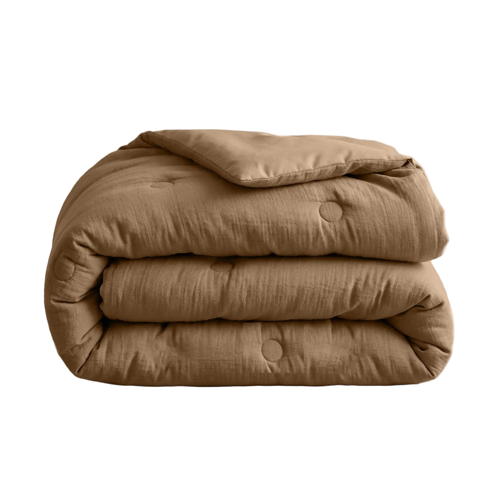 Zelesta Deluxe Cotton Muslin Duvet - Brown, folded on a white background