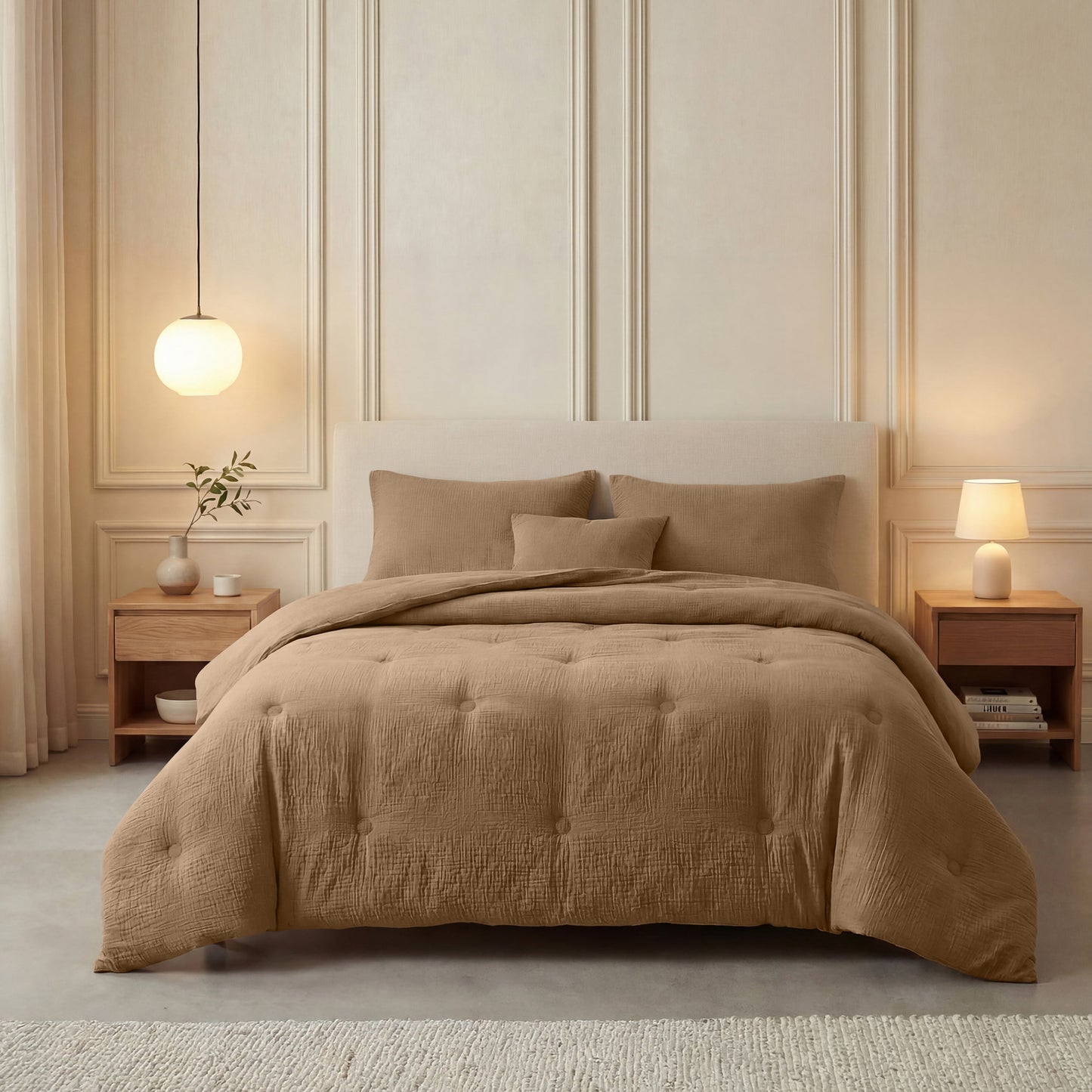 Zelesta Deluxe katoenen mousseline dekbed - bruin