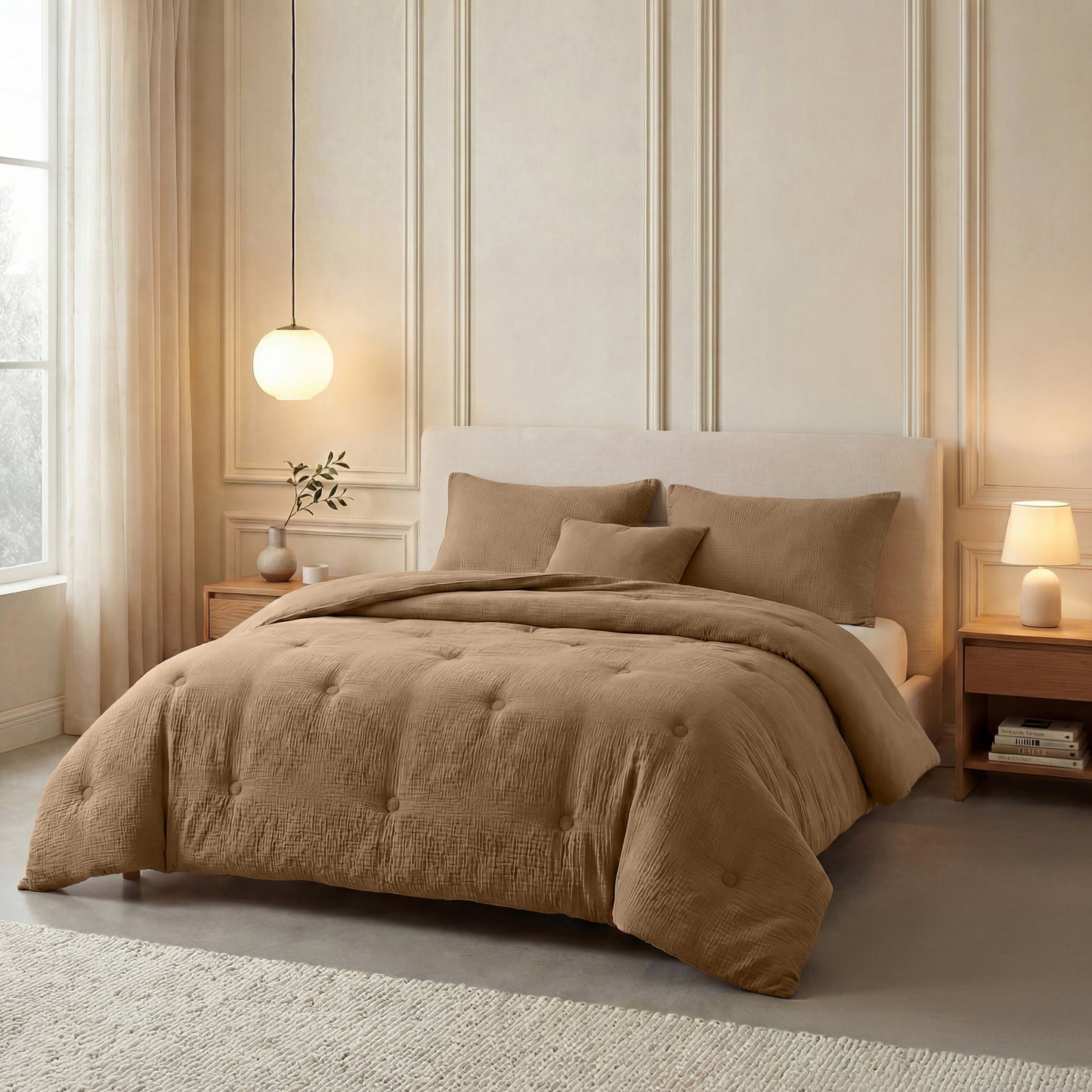 Zelesta Deluxe katoenen mousseline dekbed - bruin