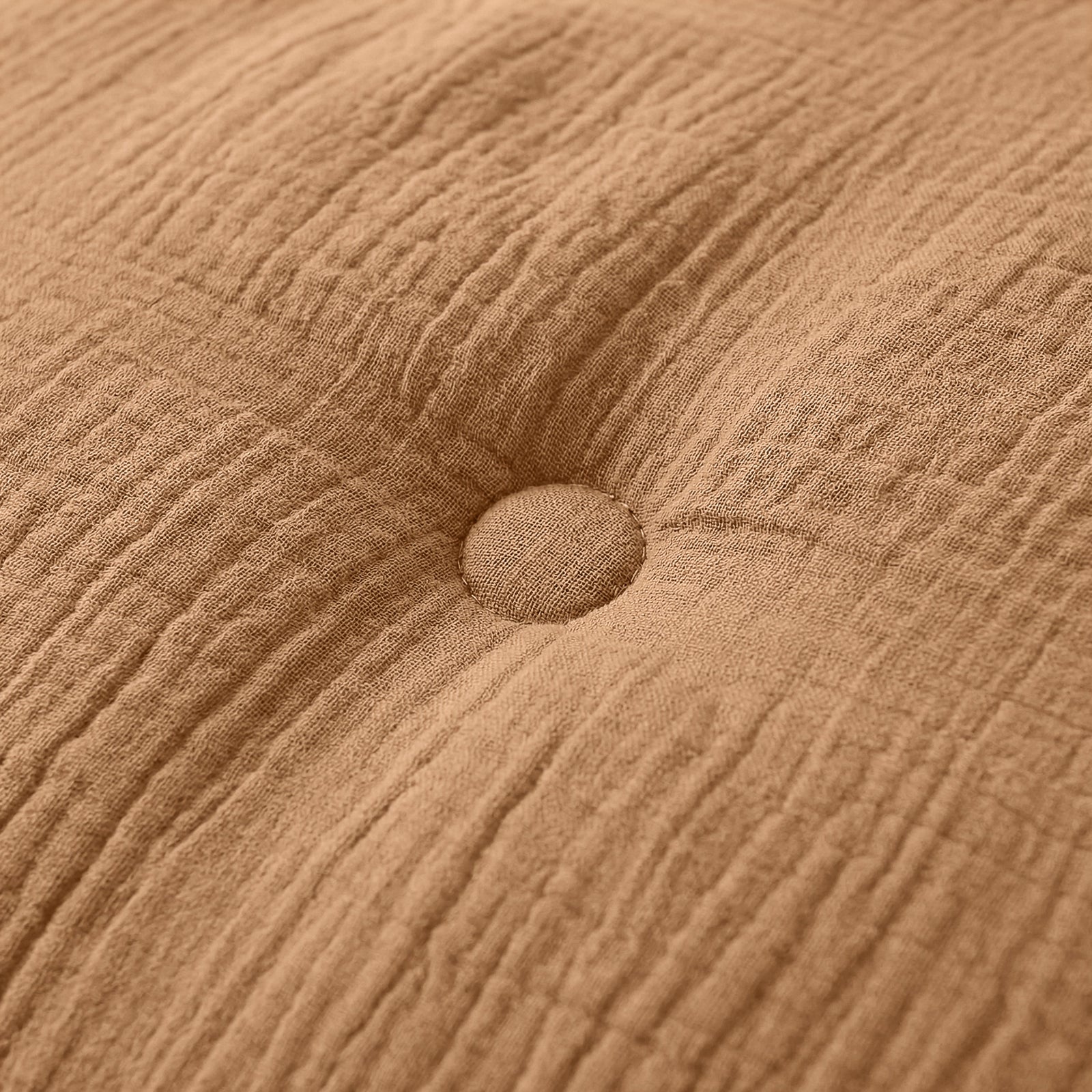 Zelesta Deluxe Cotton Muslin Duvet - Terra, close-up fabric detail
