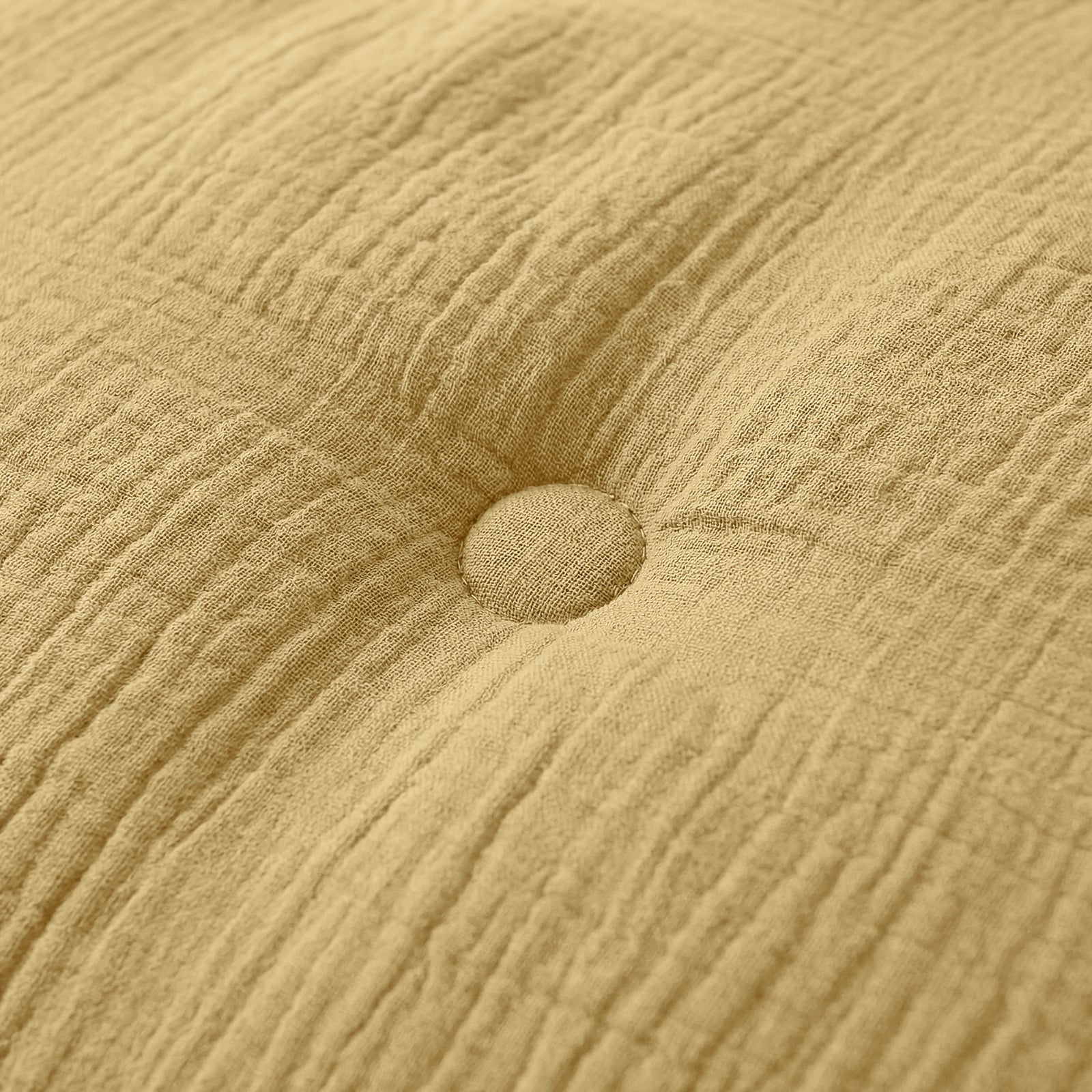 Zelesta Deluxe Cotton Muslin Duvet - Ochre, close-up fabric detail
