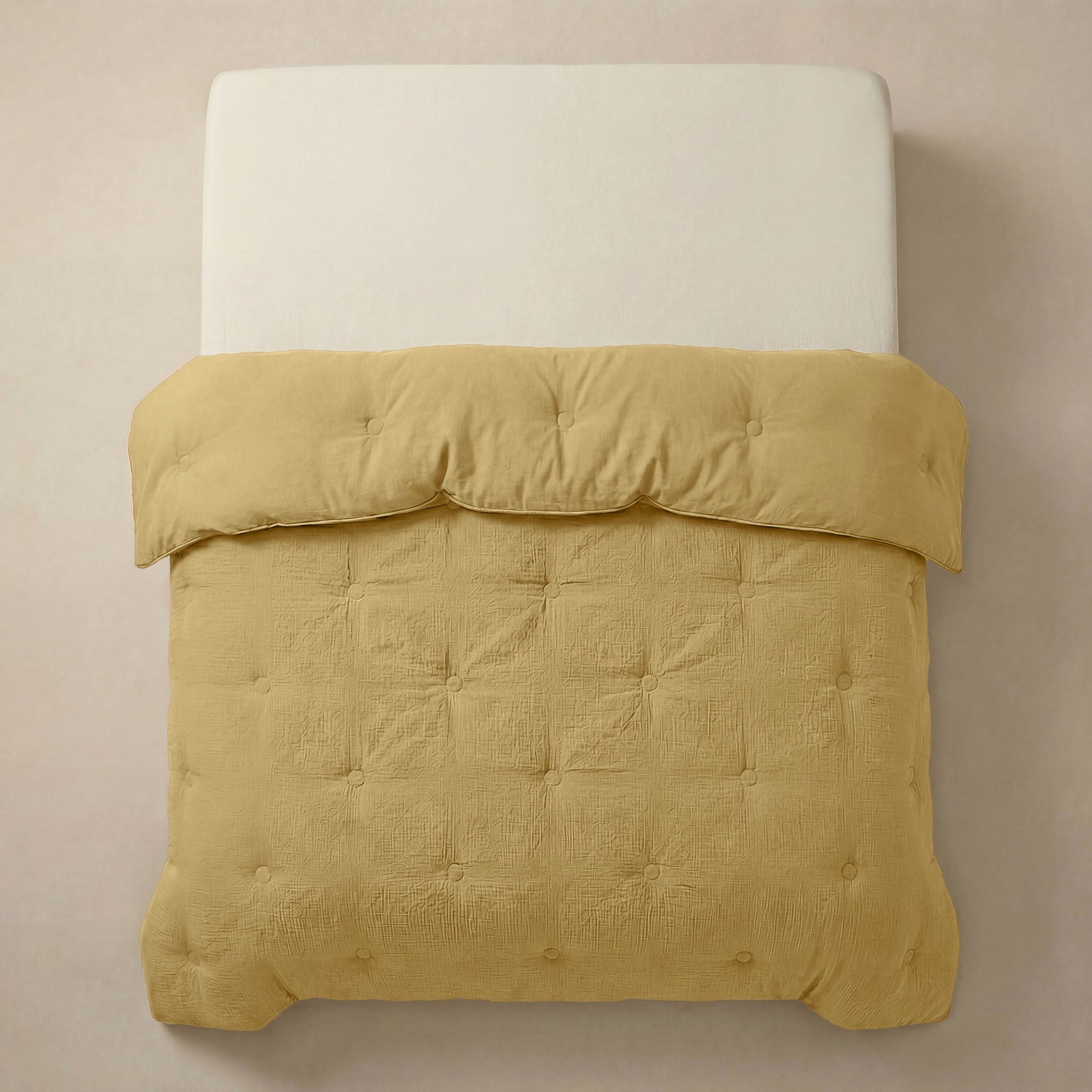 Zelesta Deluxe Cotton Muslin Duvet - Ochre, packaging or detail shot