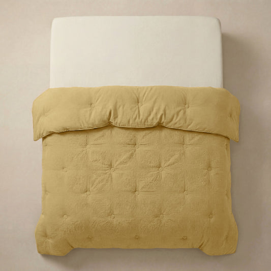 Zelesta Deluxe Cotton Muslin Duvet - Ochre, packaging or detail shot
