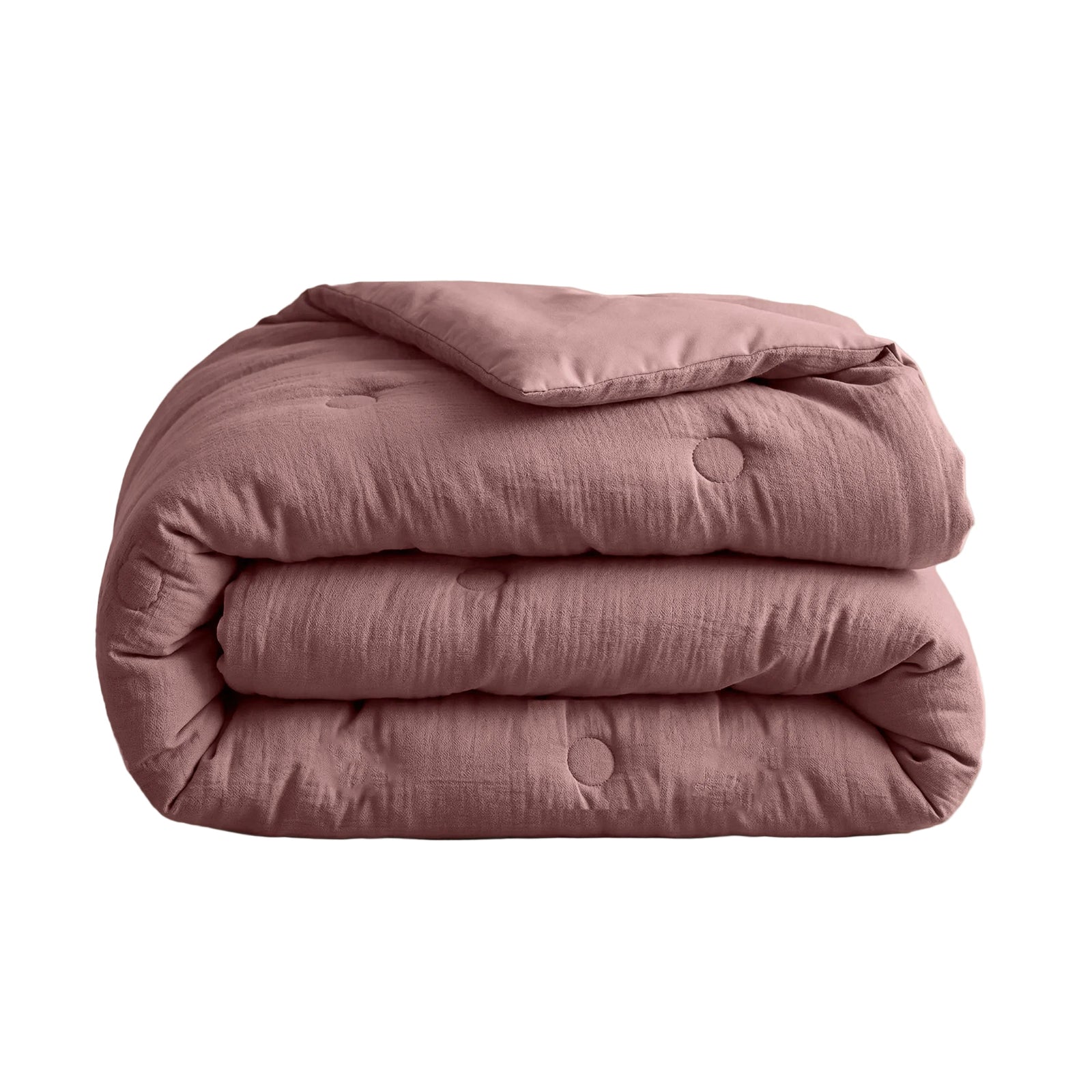 Zelesta Deluxe Cotton Muslin Duvet - Dusty Pink, folded on a white background