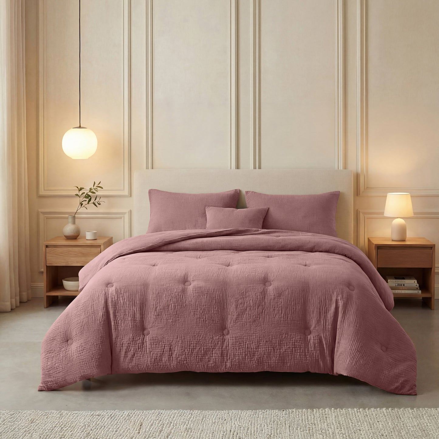 Zelesta Deluxe katoenen mousseline dekbed - stoffig roze