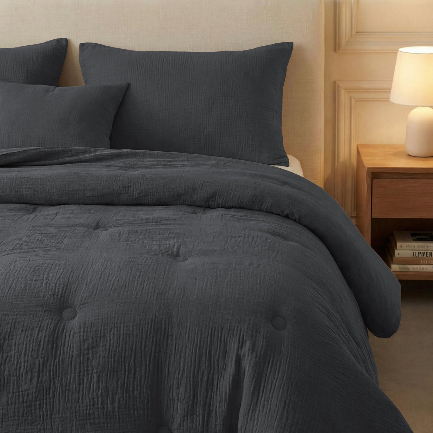 Zelesta Deluxe katoenen mousseline dekbed - antraciet