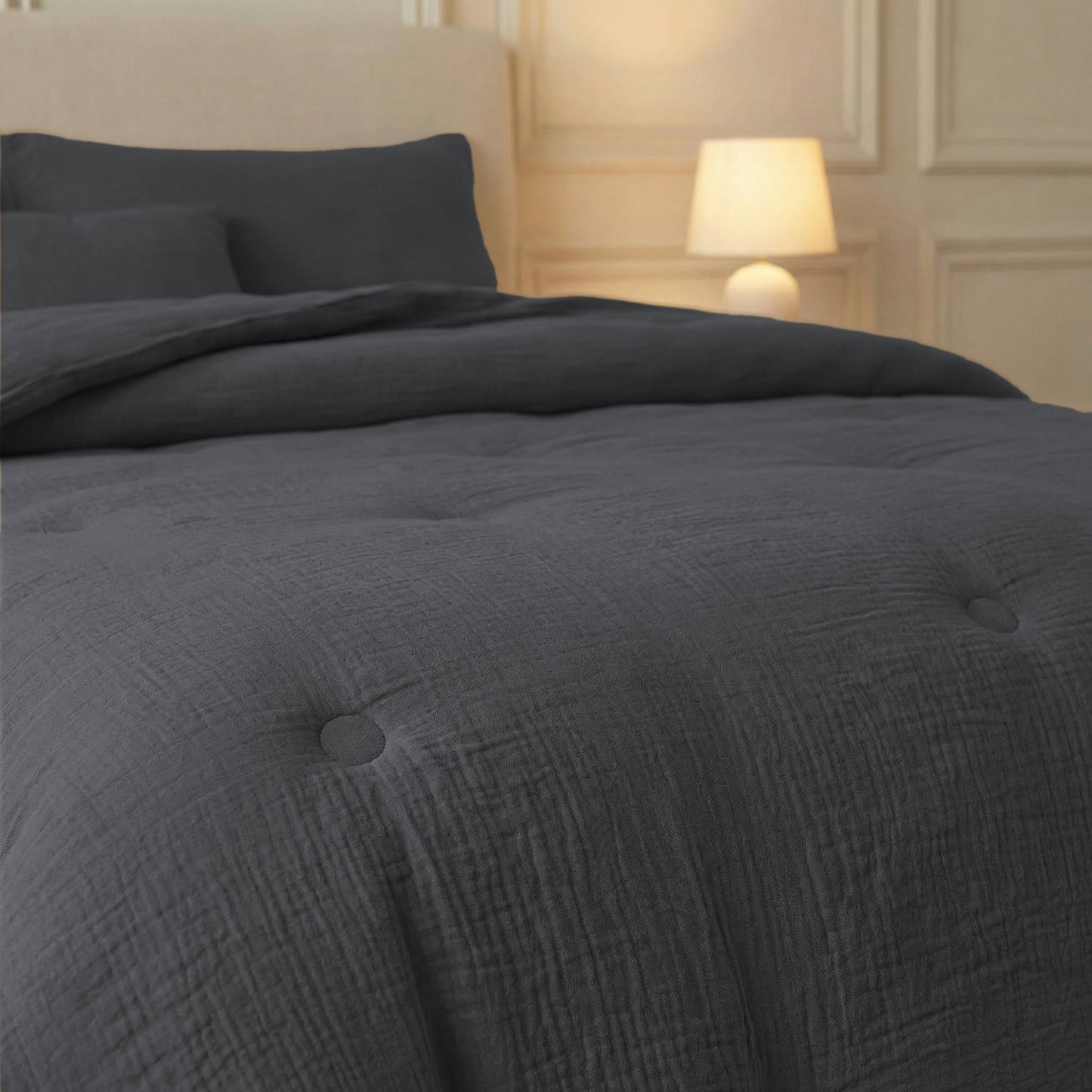 Zelesta Deluxe katoenen mousseline dekbed - antraciet