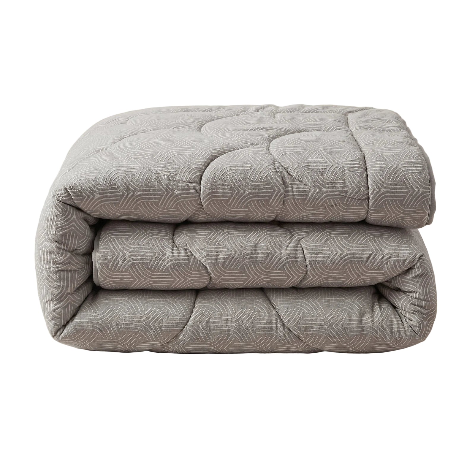 Zelesta Special Flannel Luxe Duvet - Taupe & Grey, folded on a white background
