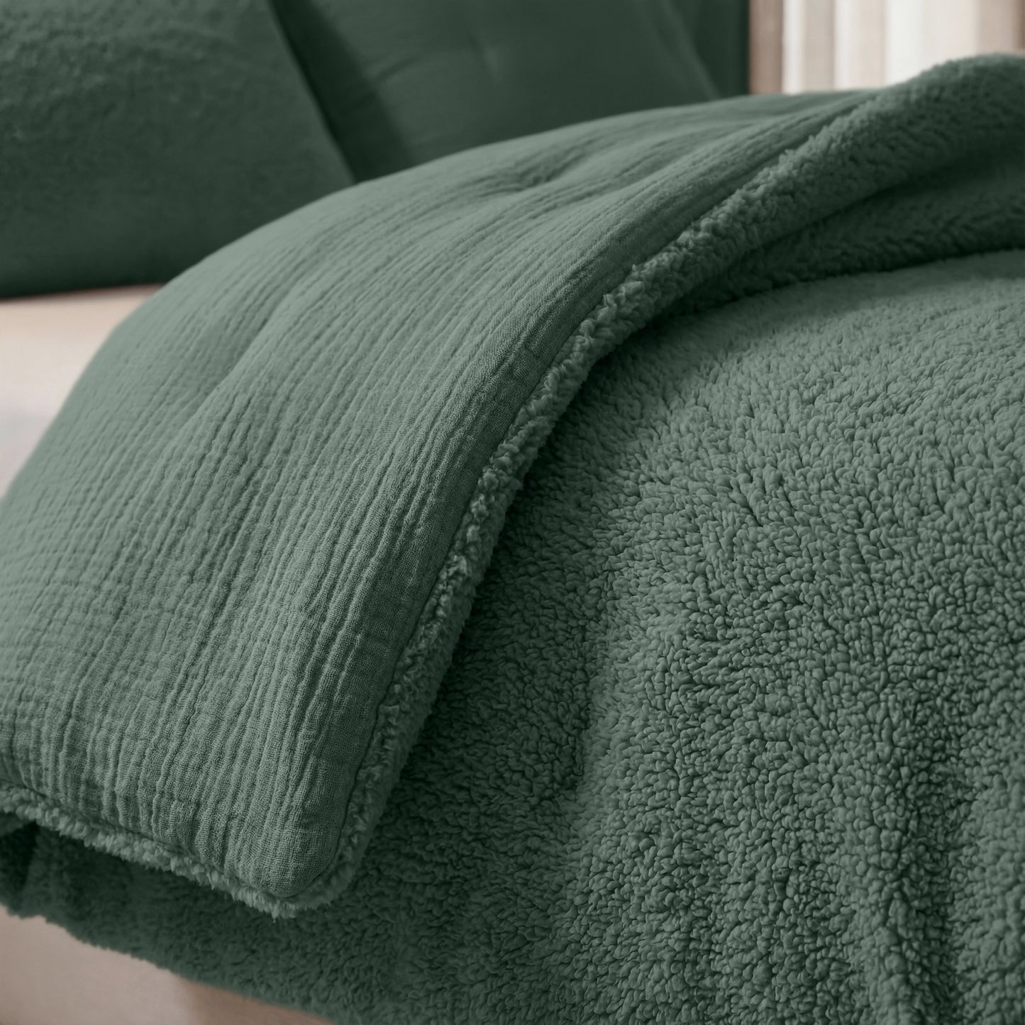 Zelesta Special Teddy Cotton Muslin Couette - Vert