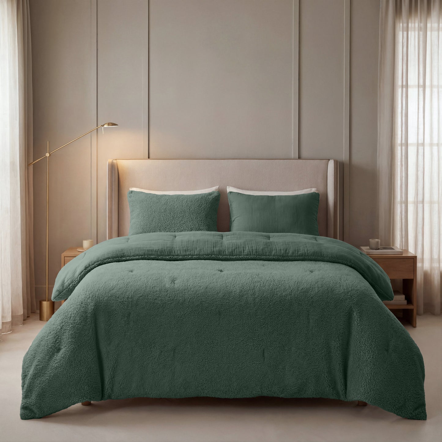 Zelesta Special Teddy Cotton Muslin Couette - Vert