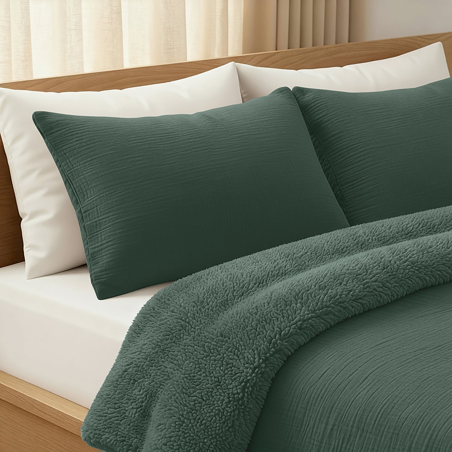Zelesta Special Teddy Cotton Muslin Couette - Vert