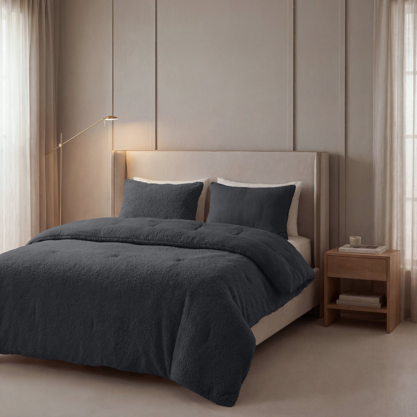 Zelesta Special Teddy Cotton Muslin Couette - Anthracite