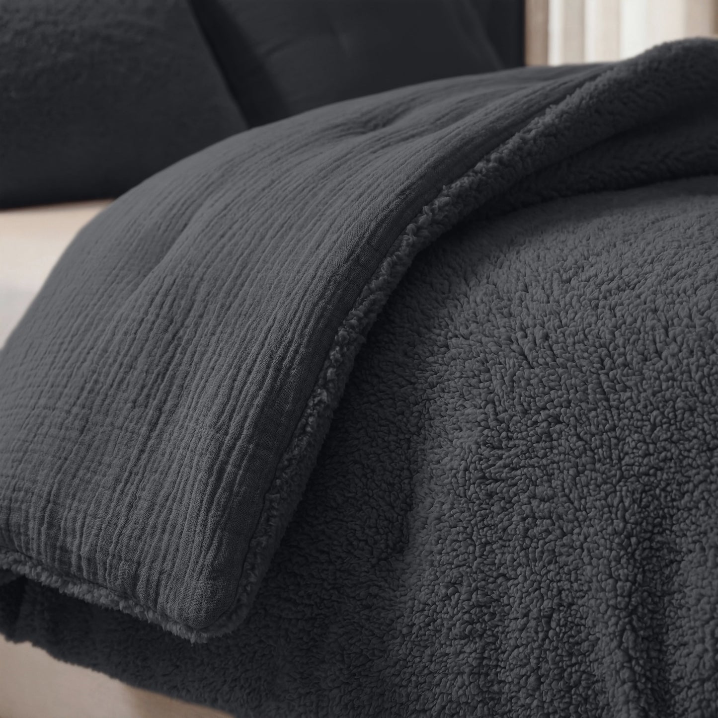 Zelesta Special Teddy Cotton Muslin Couette - Anthracite