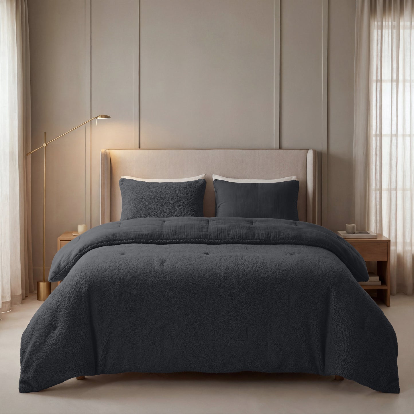 Zelesta Special Teddy Cotton Muslin Couette - Anthracite