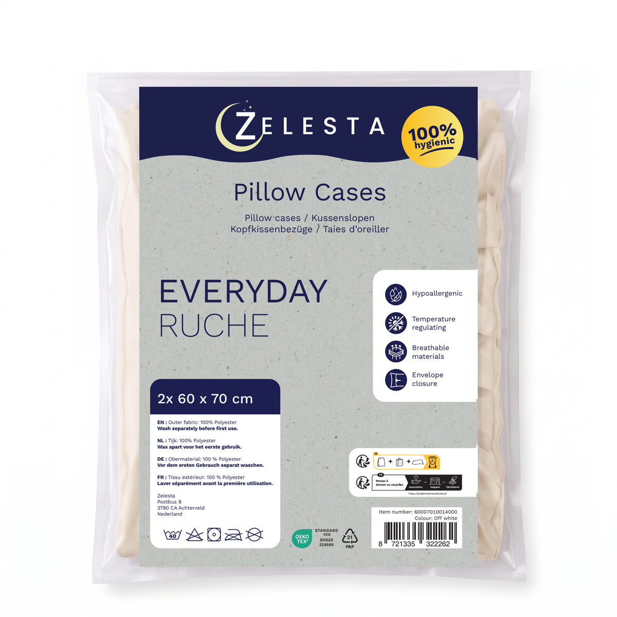 Zelesta Everyday Ruffles Pillowcase Set Of 2 - Off White