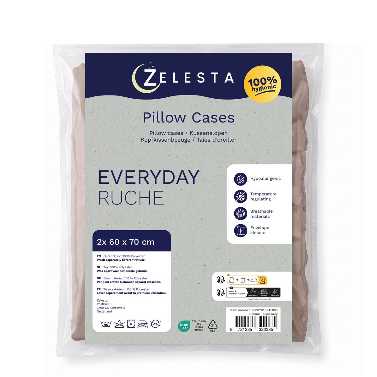 Zelesta Everyday Ruffles Pillowcase Set Of 2 - Khaki