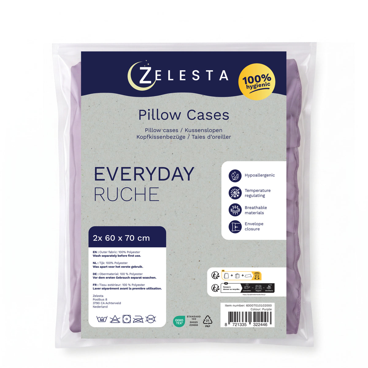 Zelesta Everyday Ruffles Pillowcase Set Of 2 - Lavender