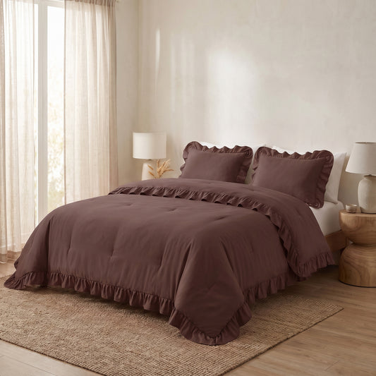 Zelesta Everyday Ruffles Duvet - Peppercorn Brown