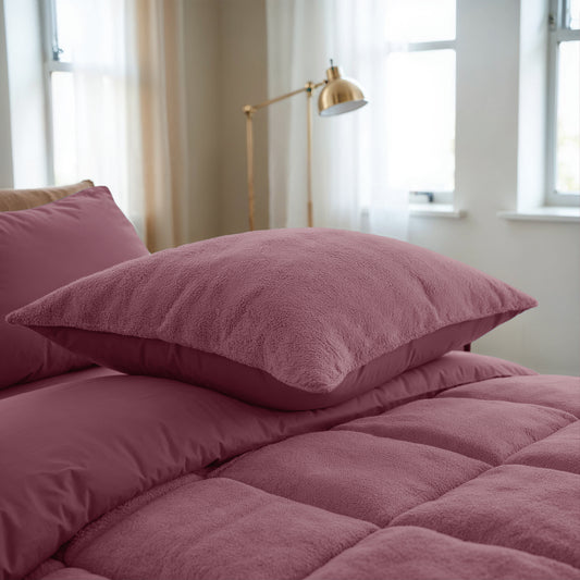 Zelesta Teddy Taies d'oreiller Lot de 2 - Rouge Bordeaux
