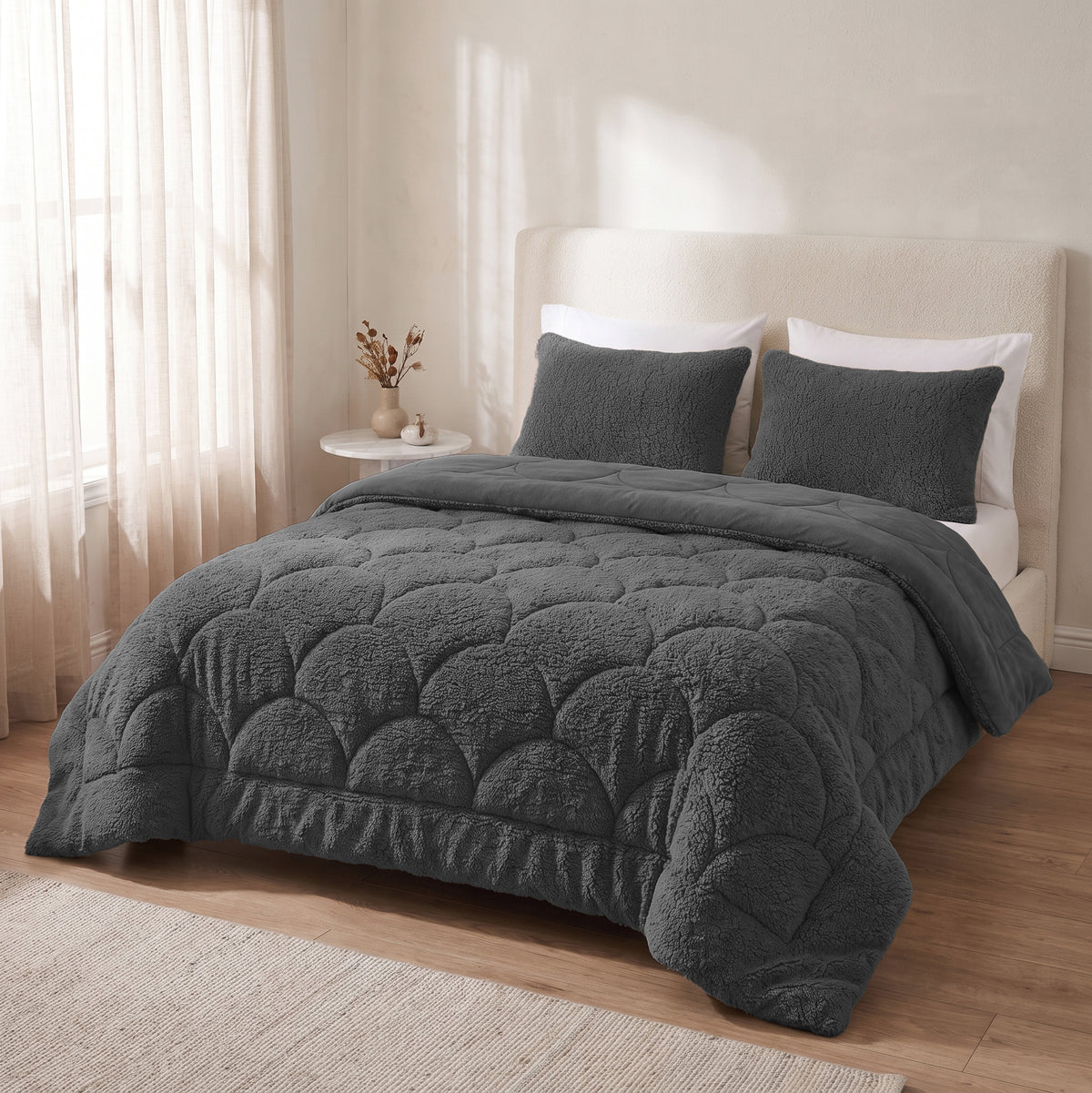 Zelesta Special Teddy Chenille Couette - Anthracite