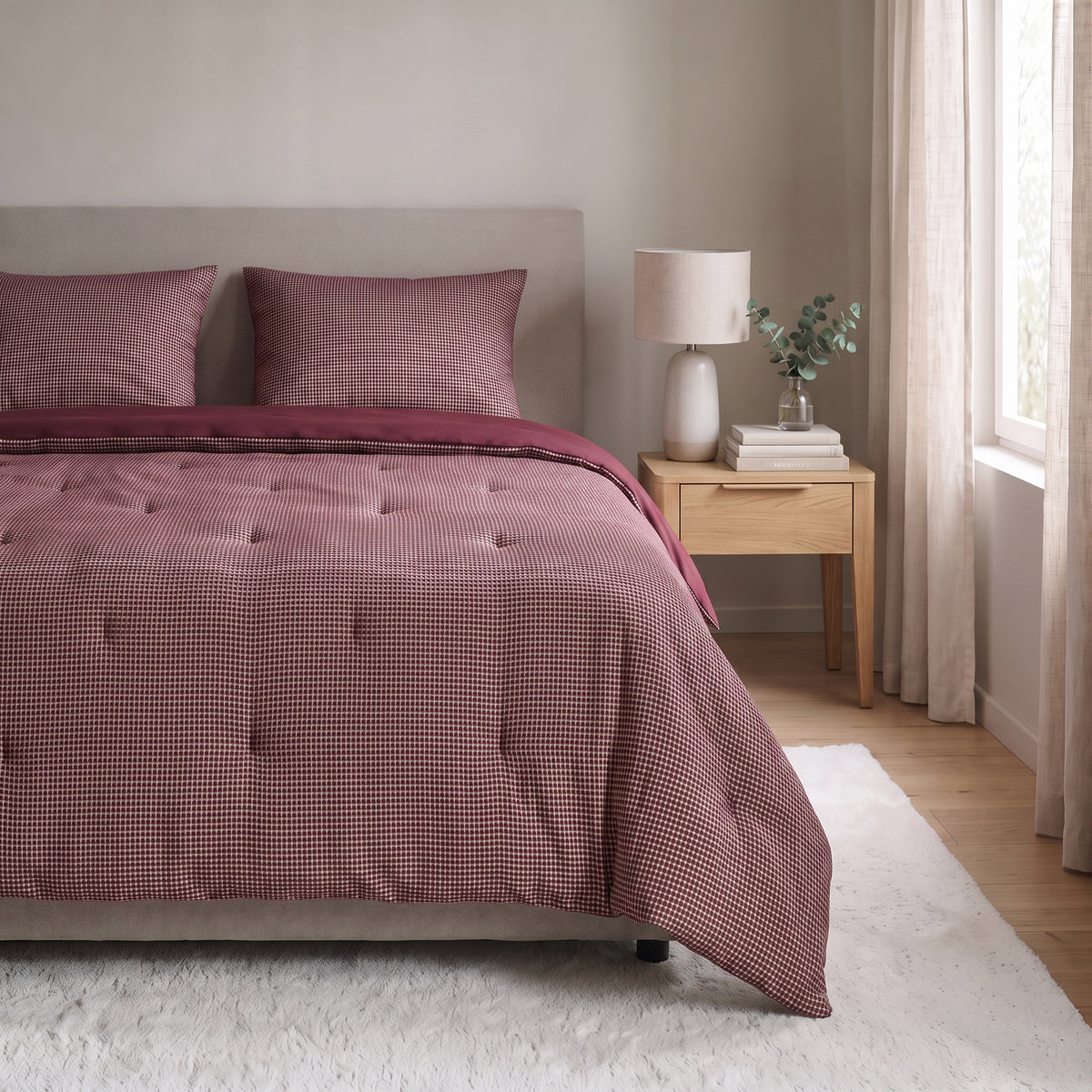 Zelesta Special Gaufrée en Percale Couette - Mix Bordeaux