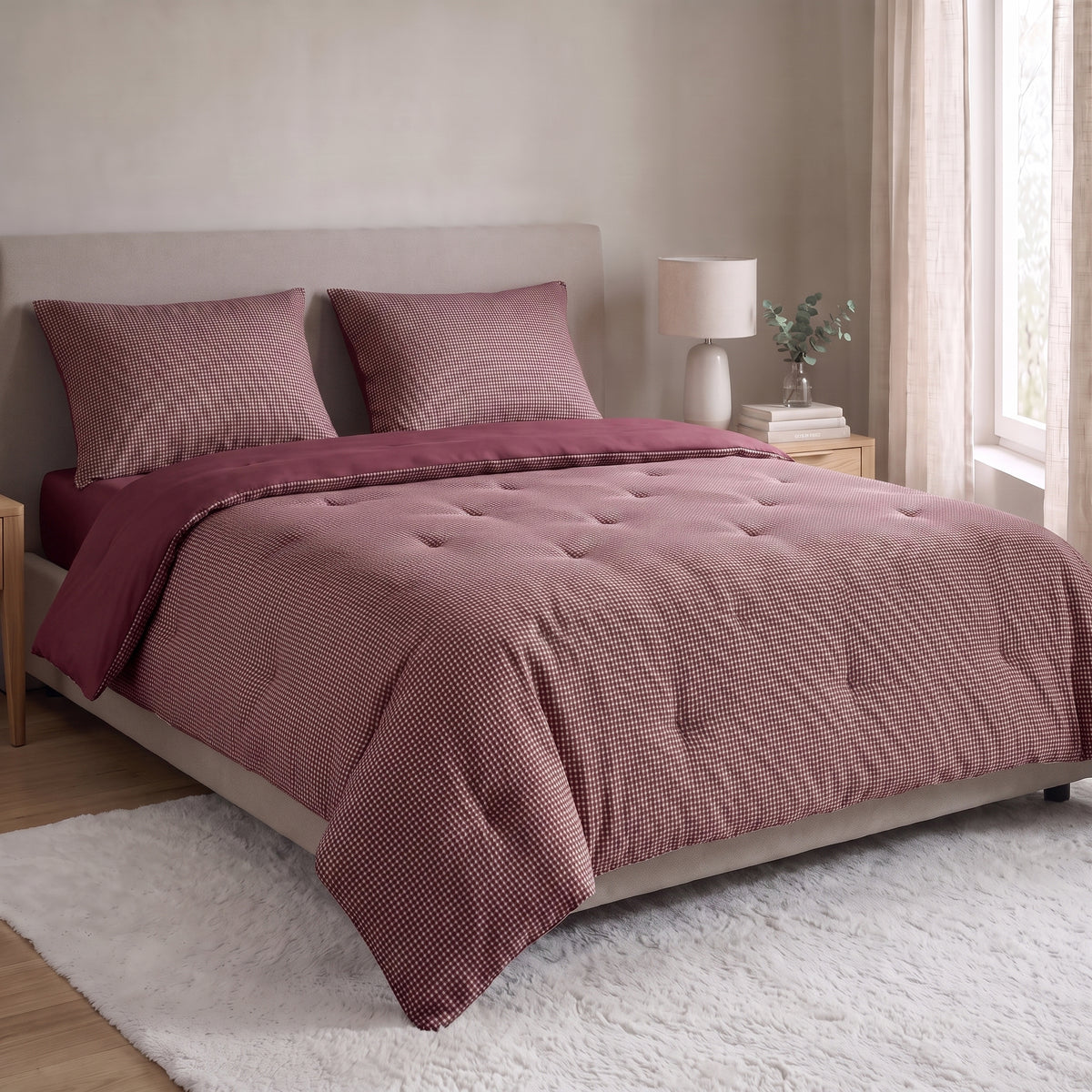 Zelesta Special Gaufrée en Percale Couette - Mix Bordeaux