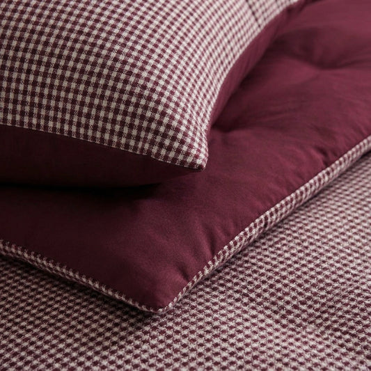 Zelesta Special Gaufrée en Percale Taies d'oreiller Lot de 2 - Mix Bordeaux