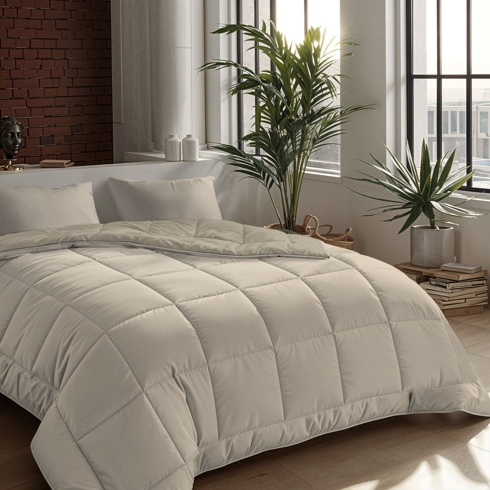 Zelesta Comfort Duo Duvet - Taupe & Champagne, additional lifestyle view in a bedroom setting