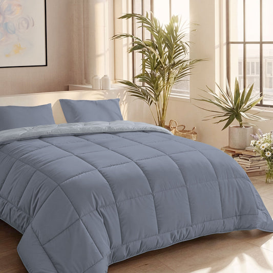Zelesta Comfort Duo Summer Duvet - Ice Blue & Soft Blue, additional lifestyle view in a bedroom setting