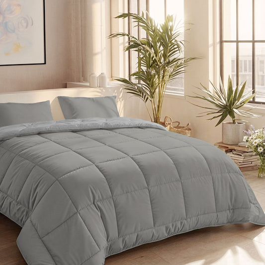 Zelesta Comfort Duo Summer Duvet - Grey & Soft Grey, additional lifestyle view in a bedroom setting