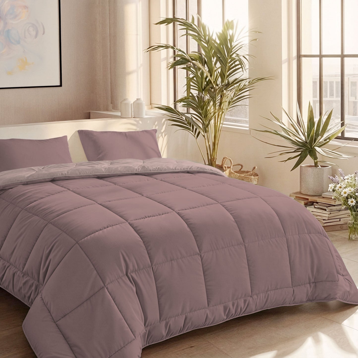 Zelesta Comfort Duo Summer Duvet - Dusty Pink & Light Pink, additional lifestyle view in a bedroom setting
