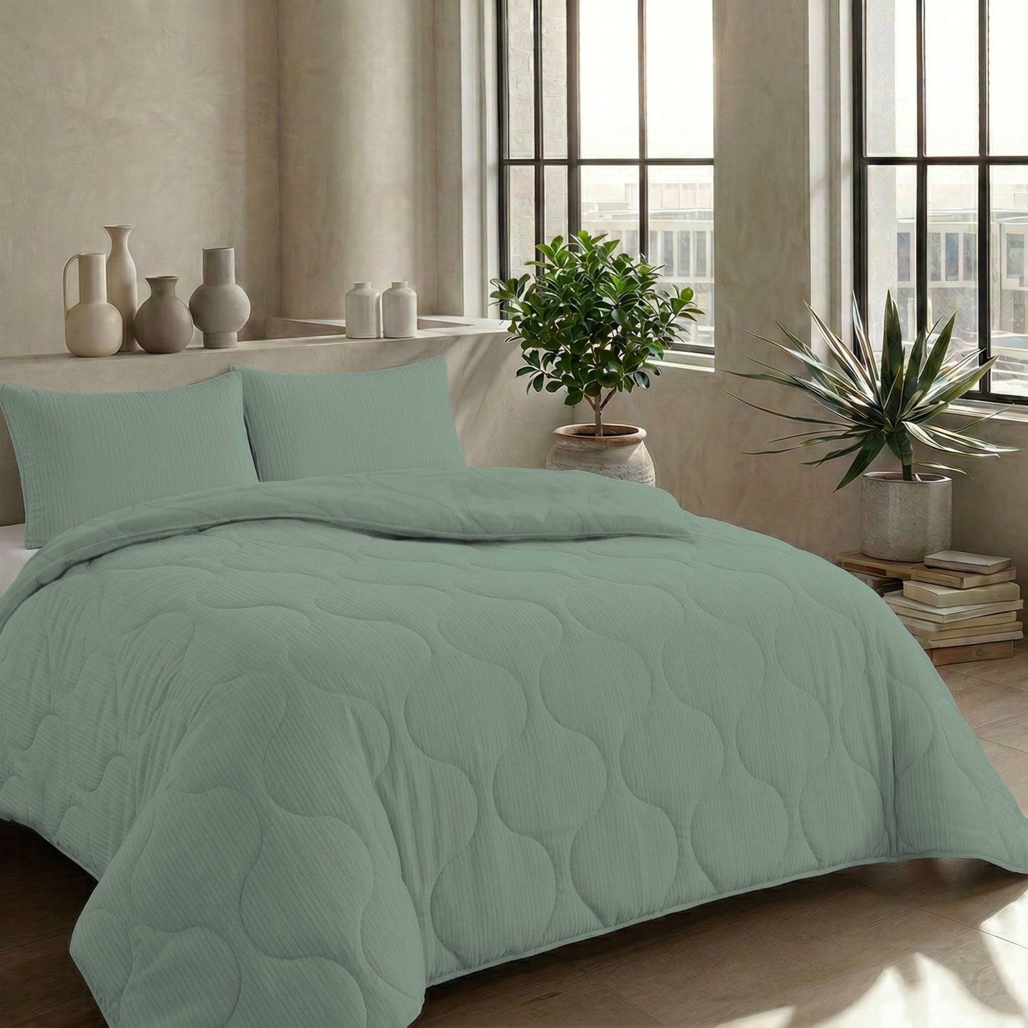 Zelesta Special Muslin Zomerdekbed - Eucalyptus Groen