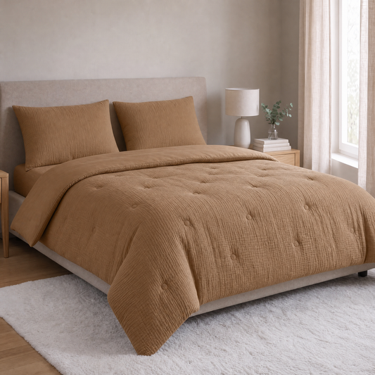 Zelesta Deluxe Katoenen Mousseline Kussensloop Set van 2 - Bruin