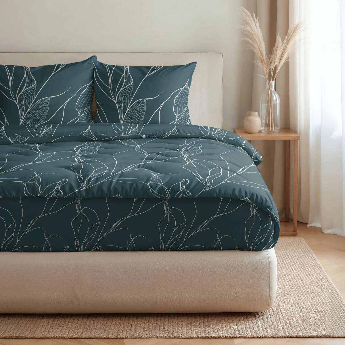 Zelesta Pure Design Cotton Duvet - White Leaves