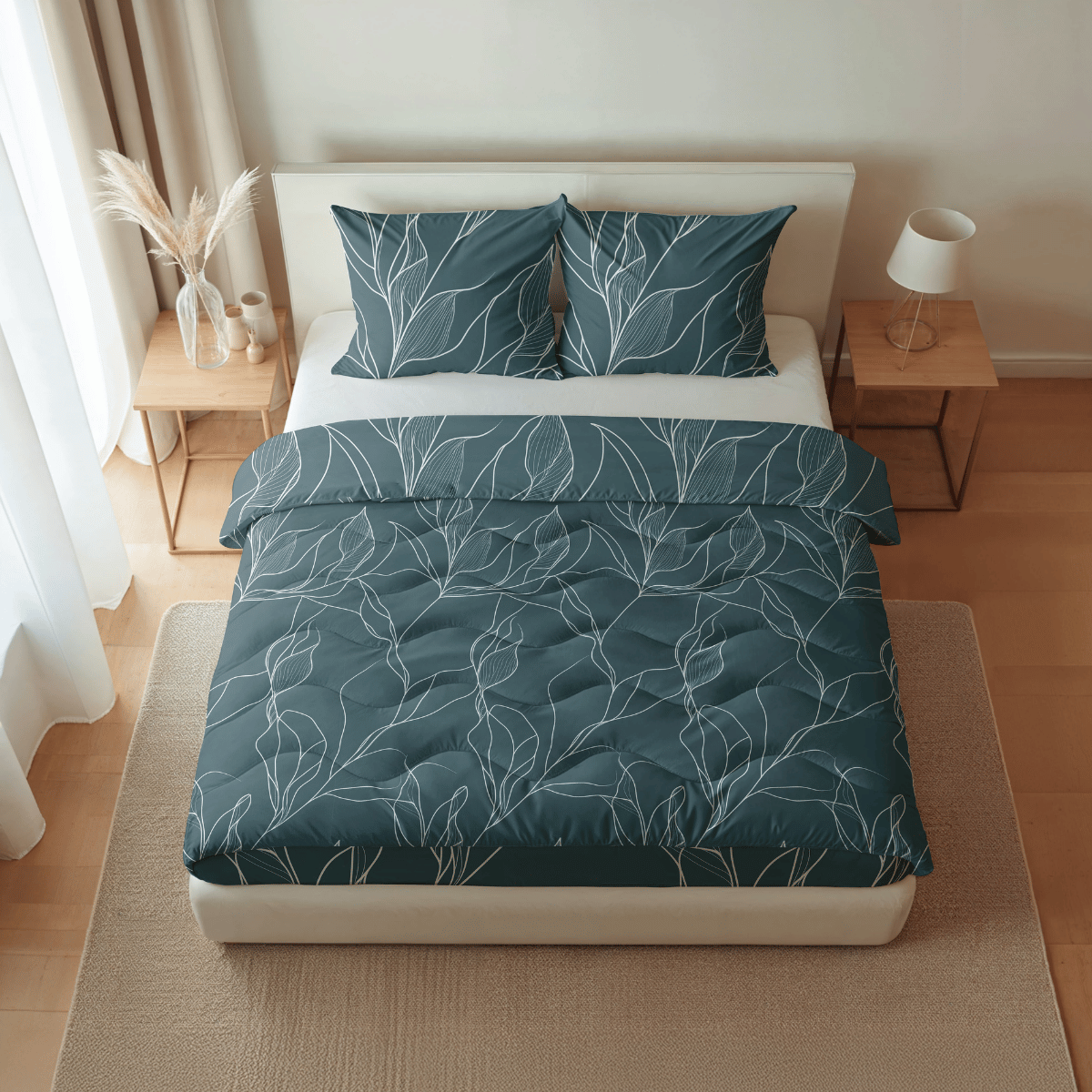 Zelesta Pure Design Cotton Duvet - White Leaves