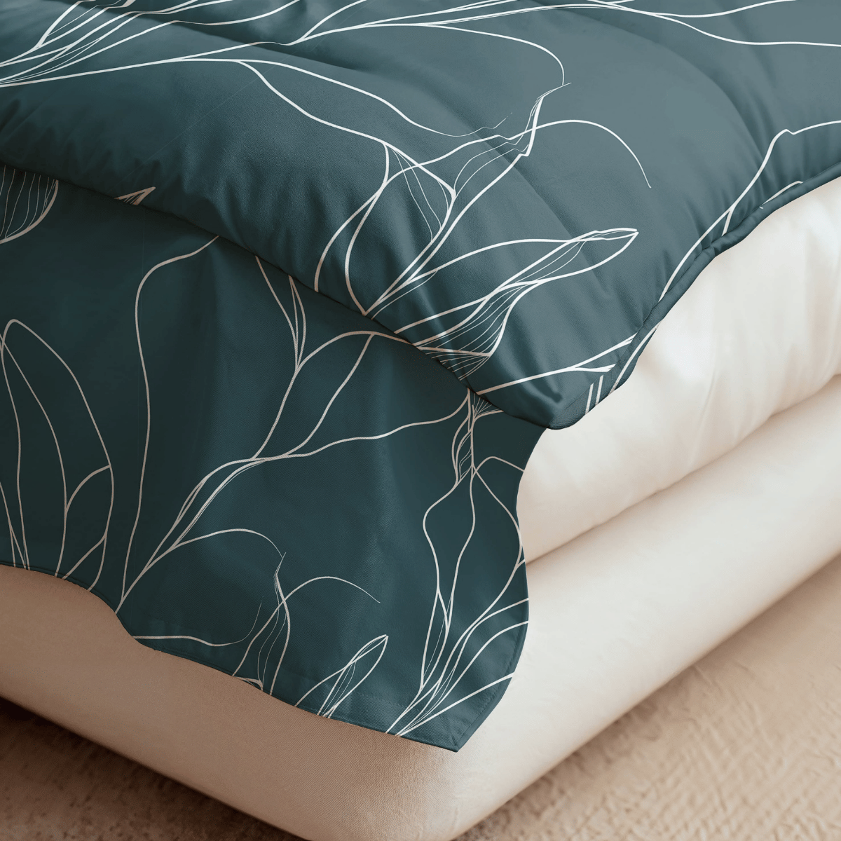 Zelesta Pure Design Cotton Duvet - White Leaves