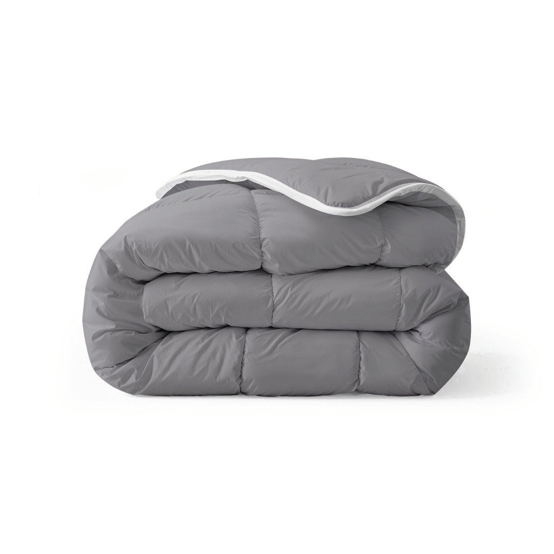 Zelesta Everyday Uni Duvet in Anthracite, neatly folded on a white background showing the soft anthracite microfiber fabric