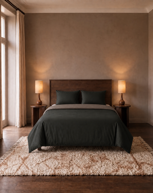 Couette Zelesta Pure Duo Sans Coutures en Coton - Noir & Anthracite