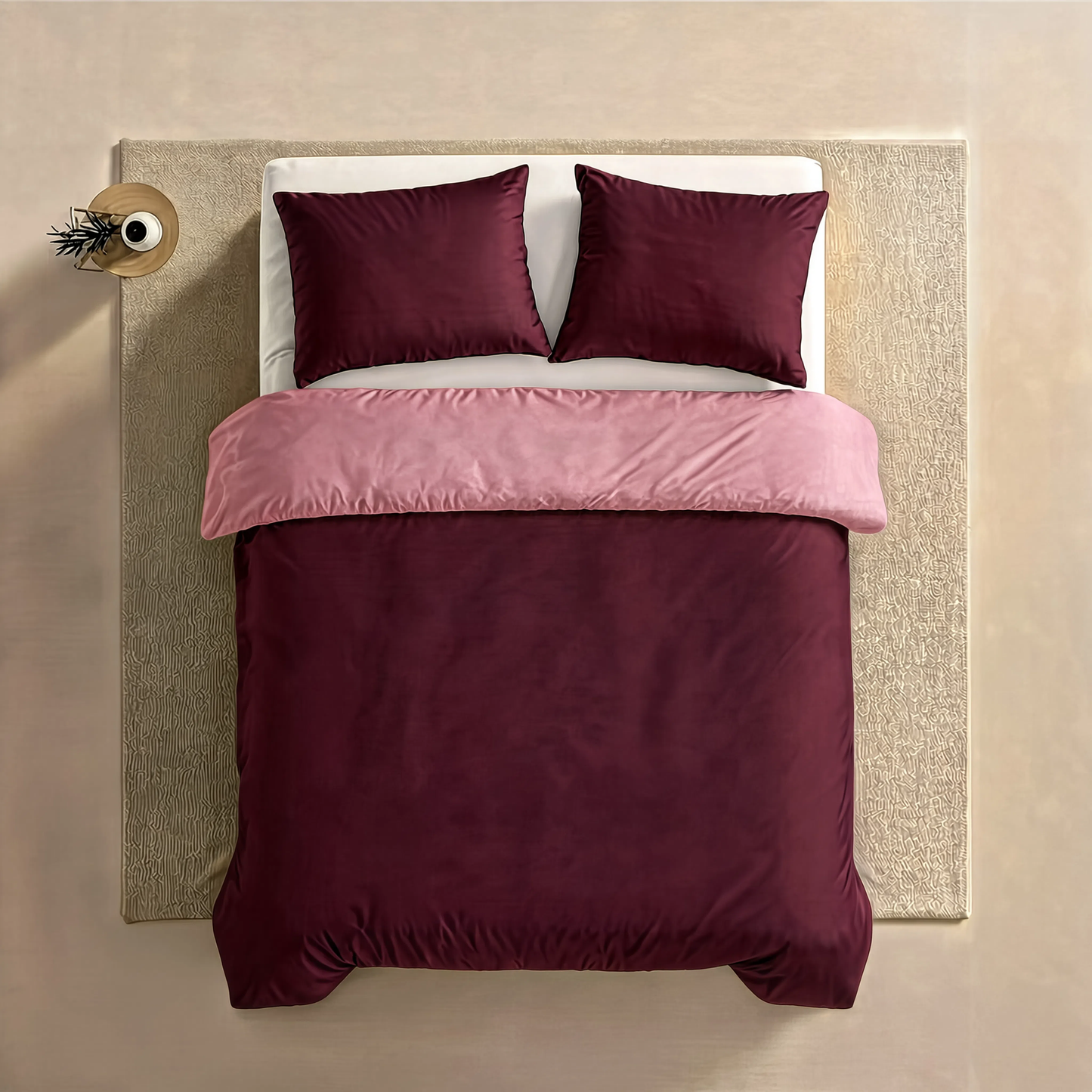 Zelesta Comfort Duo Seamless Duvet - Old Pink & Burgundy Red