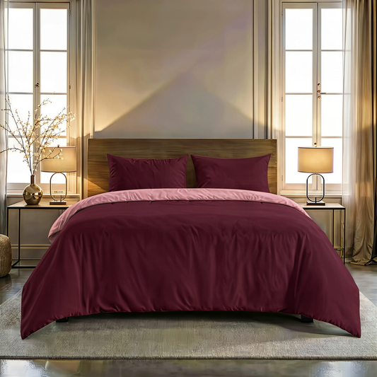 Couette Zelesta Comfort Duo Sans Coutures - Rose Ancien & Rouge Bordeaux