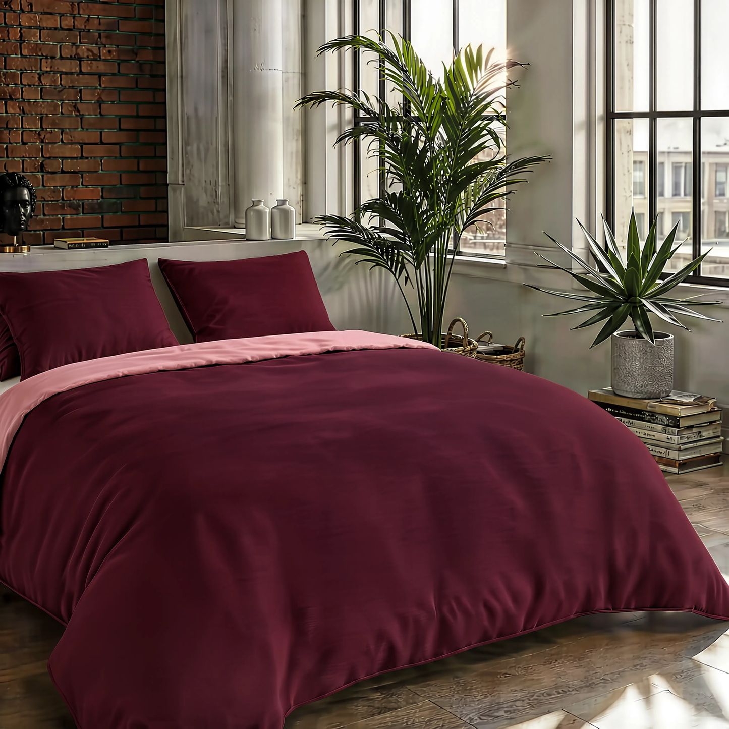 Zelesta Comfort Duo Seamless Duvet - Old Pink & Burgundy Red