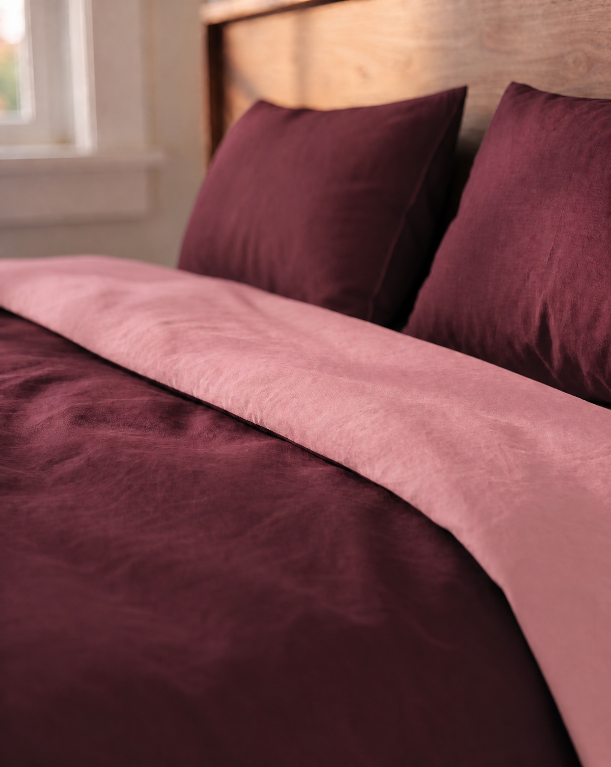 Couette Zelesta Comfort Duo Sans Coutures - Rose Ancien & Rouge Bordeaux