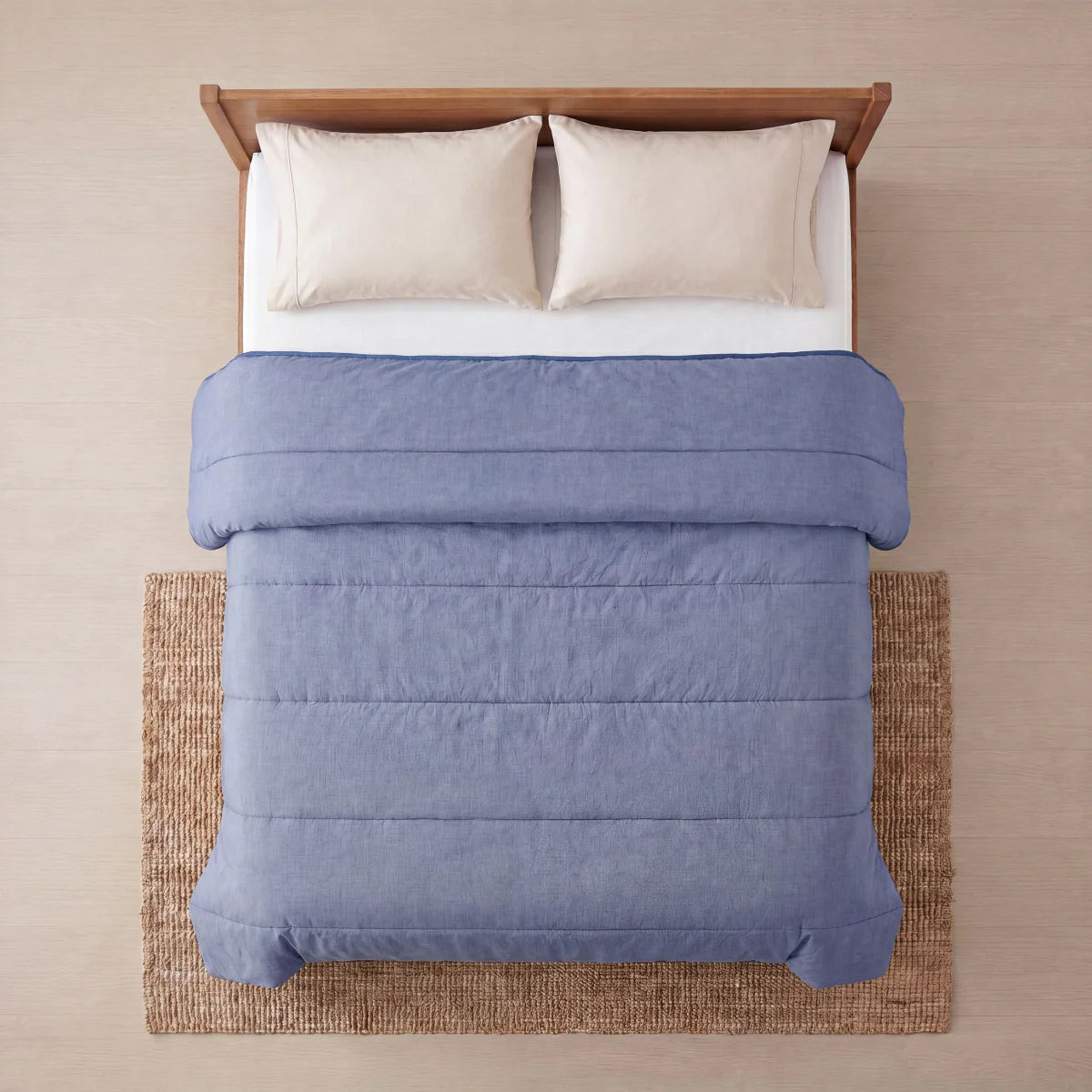 Close-up detail of the Zelesta Comfort Structure Summer Duvet - Denim, showing the textured fabric surface